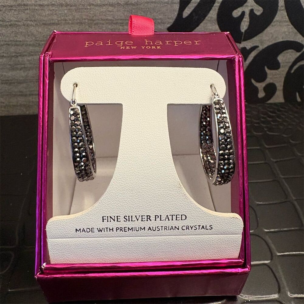 Hoop‎ Earrings with Austrian Crystals Nickel-Free NWT